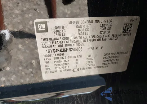 2017 Cadillac Escalade Esv Platinum from USA, damaged, VIN 1GYS4KKJ6HR246003